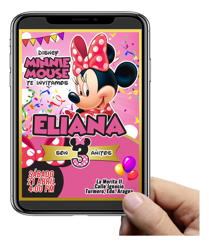Tarjeta De Invitación Digital Minnie Mouse