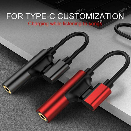 Tipo De Conector Divisor Usb-c Audio Auxiliar Para Rojo