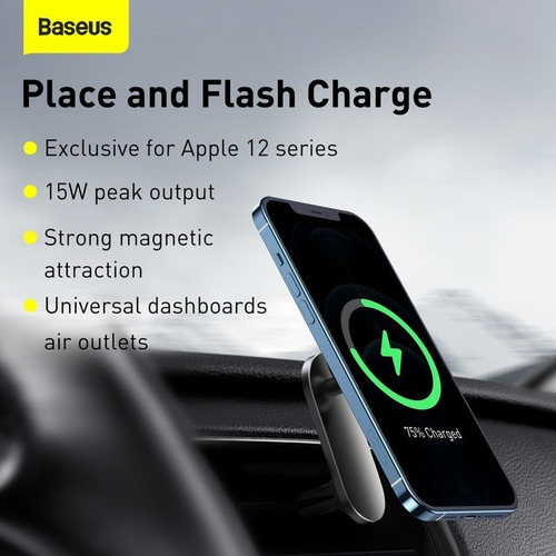 Imagen 7 de 8 de Cargador Soporte Inalambrico Magnetico Para Auto iPhone