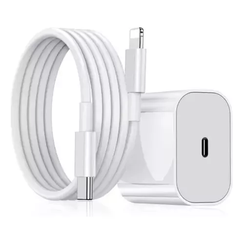 Kit Fuente Cargador 20 W + Cable Tipo C iPhone 11 12 13 14