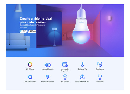 Ampolleta Colores Smart Wi-fi Tp-link Tapo Gu10 Google Alexa