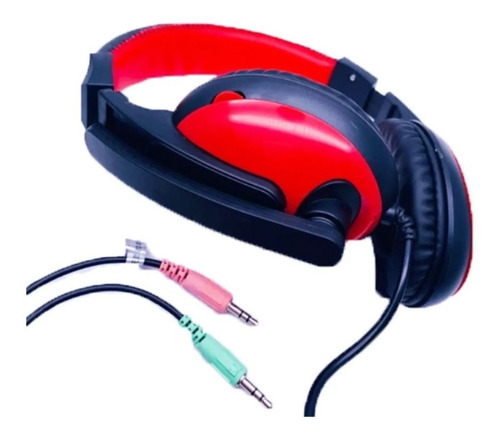 Audífonos Gamer Para Pc Mac 3.5 Mm Manos Libres A63 Color Rojo