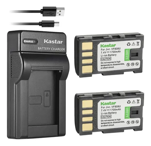 Kastar Batería (x2) Y Cargador Usb Delgado Para Jvc Bn-vf8.