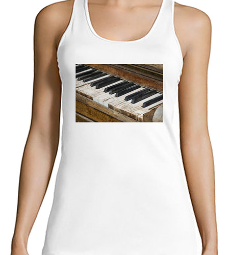 Musculosa Mujer Piano Antiguo Madera Musica Clasico