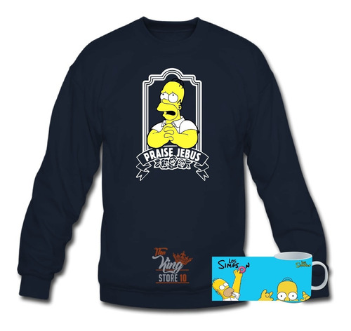 Poleron Polo + Taza, Los Simpson, Homero, Praise Jebus, Xxl / Kingstore10