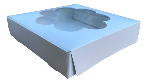 Caja X 10 Emprendimiento Blanca Visor Flor 16x16x4