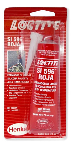 Silicona Rtv Rojo Alta Temp Si 596 70ml Loc-285956 Loctite