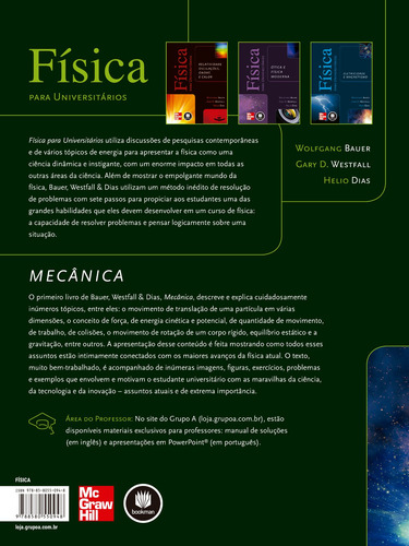 Física para Universitários: Mecânica, de Bauer, Wolfgang. Editorial Amgh Editora Ltda., capa mole em português, 2012