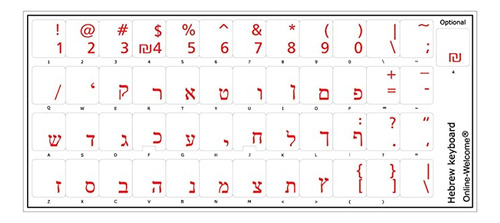 Hebreo - Pegatinas Para Teclado, Fondo Transparente, Letras.