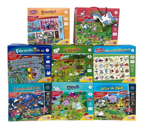 Imagen 1 de 10 de Set 2 Rompecabezas Piso Niños 28 Piezas Didacticos Infantil