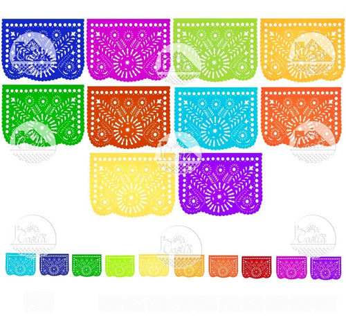 Papel Picado  Guirnalda Destello Floral Multicolor