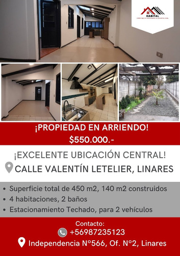 Casa En Arriendo, Ubicada En Zona Central, En Linares