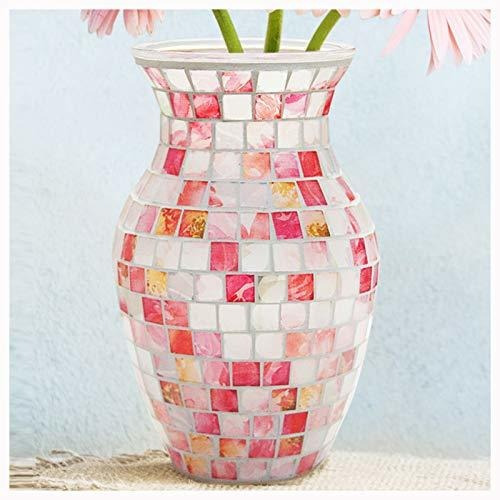Shmilmh Jarrón Rosa Para Flores, Jarrón De Cristal De Mosaic