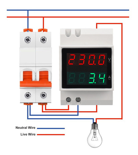 Medidor De Eletricidade, Voltímetro, Amperímetro, Display De