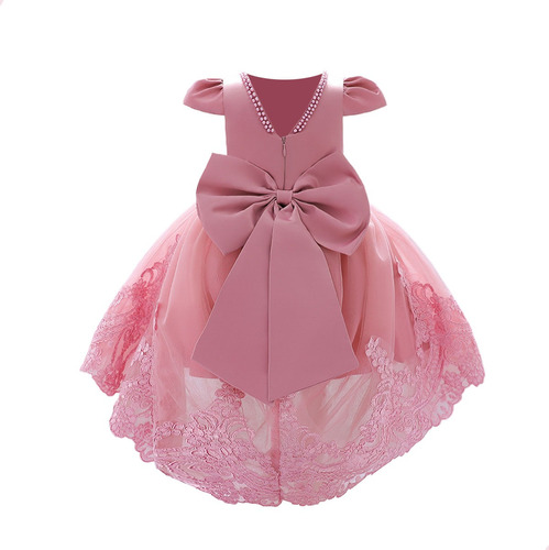 Vestido De Princesa Floral De Encaje Con Lazo Para Bebe 0-2y