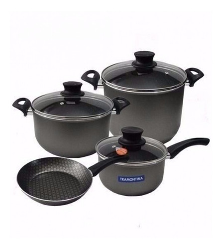 Bateria De Cocina Tramontina Ollas Teflon Cacerola Sarten 7p