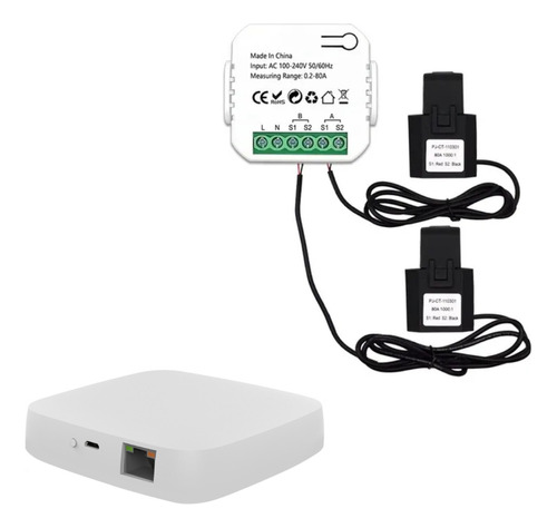 Medidor Energia Zigbee 2 Pinças 80a Bidirecional+hub Gateway