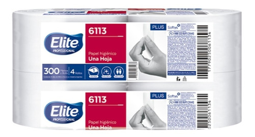 Papel Higiénico Elite Blanco 6113 300 M Pack 4 Unid.