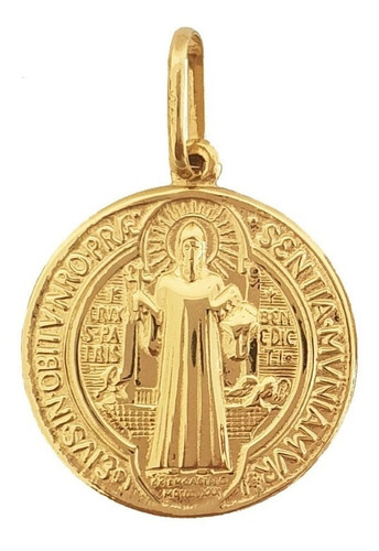 Medalha São Bento Maciço Em Ouro 18k (cod85b) Grande