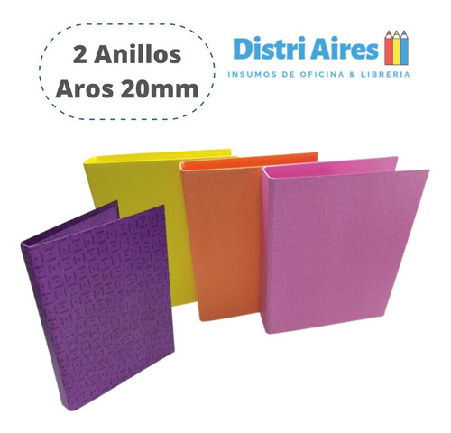 Imagen 2 de 7 de Carpeta 2 Anillos 20mm De Lomo A4 U Oficio Vs Colores 1°cali