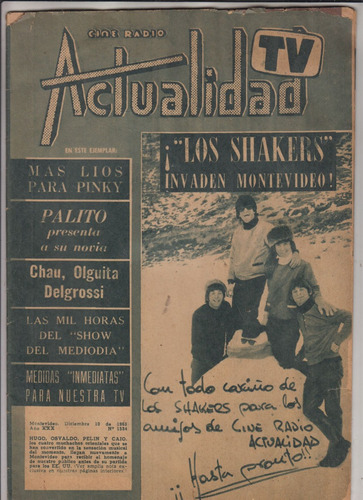 1965 Los Shakers Tapa Y Nota Rock Nacional Revista Uruguay