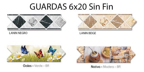 Guardas Ceramicas 6x20 Punta Flecha Sin Fin X Metro Lineal