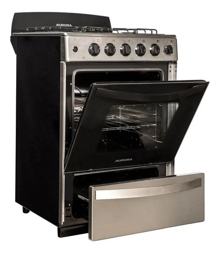 Imagen 2 de 7 de Cocina Aurora Argenta Xle 4 Multigas 4 Hornallas Acero Inox