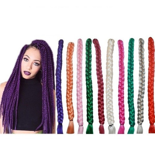 Coleta Trenza Extensión Pelo Sintético De Fantasía 58cm