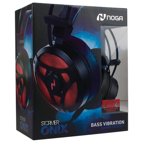 Imagen 2 de 2 de Auriculares gamer Noga Stormer ST-ONIX negro con luz rojo LED