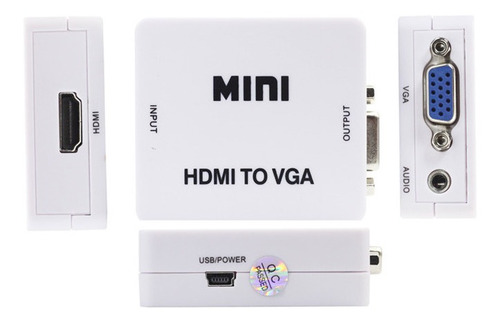 Conversor Adaptador Hdmi A Vga 1080p + Cables + Envío Gratis
