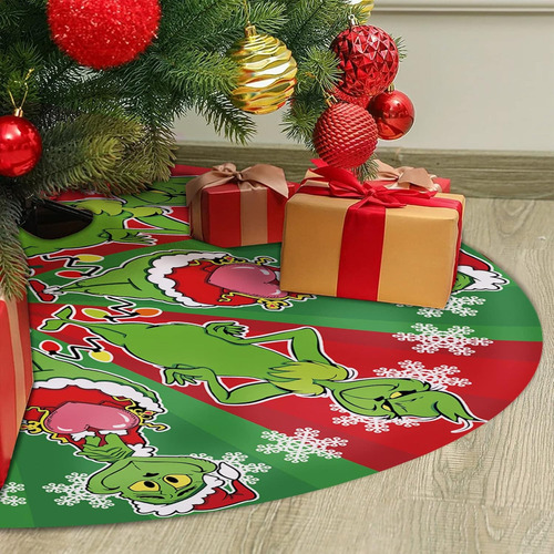 Falda Grinch Para Árbol De Navidad, 90 Cm, Adornada Con Cuel
