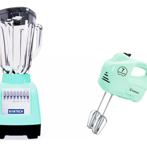 Combo/pack Licuadora Bartech 750w + Batidora 200w Menta Color Verde Menta