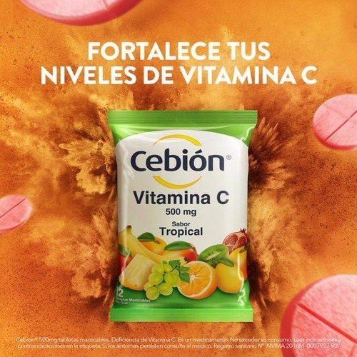Cebión Masticables Vitamina C Tropical 12 Pack 144 Tab
