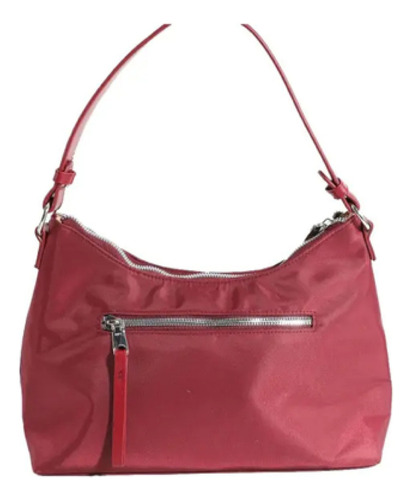 Cartera Trendy Mujer Microfibra Antirrobo Reforzada Acabado De Los Herrajes Níquel Color Bordó Correa De Hombro Bordó Diseño De La Tela Lisa