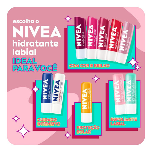 Nivea Hidratante Labial Pérola Shine 4,8 G