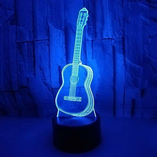 Lampara De Ilusion Diseño De Guitarra 3d Luz Led 7 Colores