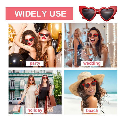 4 Piezas Gafas De Sol De Corazón, Gafas De Sol Mujer Ojo De