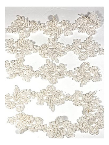 1.75'' X 6'' Floral Venecia Off White Lace Floral Aplique, A