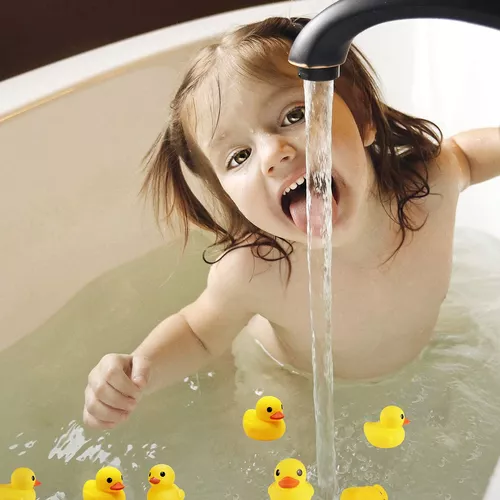 100 piezas de mini patos de goma amarillos juguete de baño pequeño baby  shower pato de goma divertido chillido pequeño pato amarillo juguete  piscina