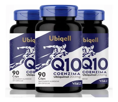 Kit 3x Coenzima Q10 Ubiquinol 200mg |270 Cápsulas |270 Doses Neutro