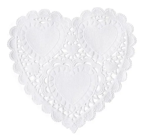 comprar Blonda Corazon Blanca De Papel Bandeja Torta 10cm X 12un.