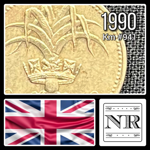 Inglaterra - 1 Pound - Año 1990 - Km #941 - Diadema Gales