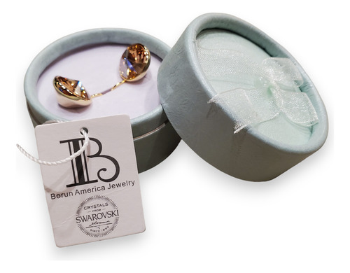 Aros Cristal Swa Dorado Bella Rivoli 13 Mm Cristal Ambar