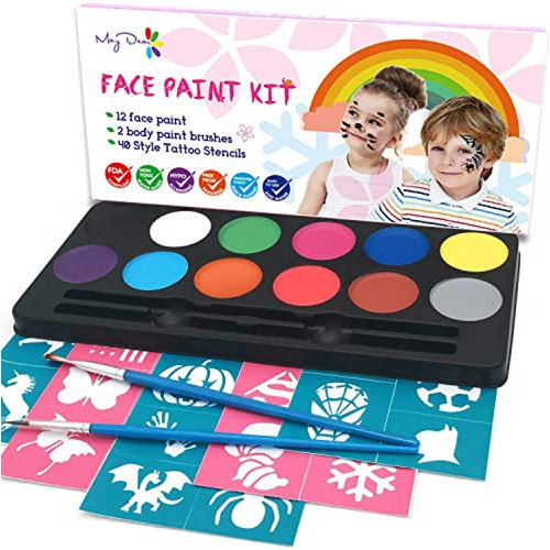 Maydear Kit De Pintura Facial Para Niños Con 12 Colores Seg