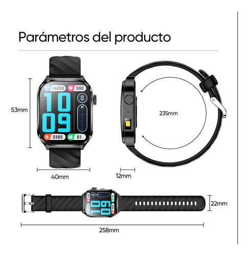 Reloj Inteligente Mujer Reloj Medidor De Glucosa En Sangre Negro Negro Negro