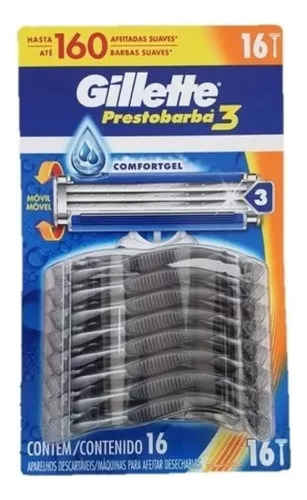 Gillette Prestobarba 3 Rastrillo Para Rasurar 3 Hojas 16 Pz