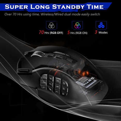 Ratón De Juego Inalámbrico Redragon, Mmo Gaming Mouse Sube 1