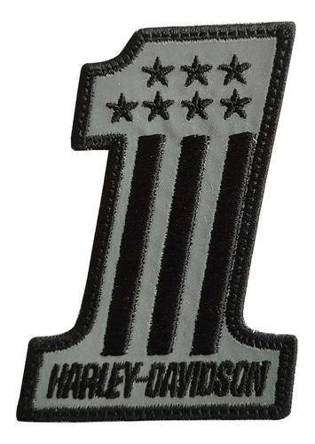 Parche Bordado Harley Davidson Numero 1 Reflectivo Estrellas