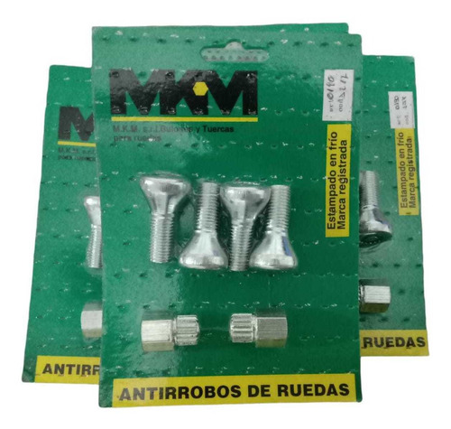 Imagen 1 de 3 de Kit Bulones Tuercas Antirrobo Gol Up Clio Sandero Y Mas