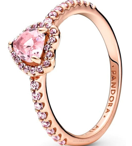 Anillo Pandora Corazón Brillante Rosa Elevado + Kit D Regalo